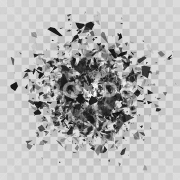 Shatter and destruction effect. Abstract cloud of pieces and fragments. Vecto Stock Illustration