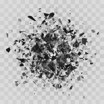Shatter and destruction effect. Abstract cloud of pieces and fragments. Vecto Stock Illustration