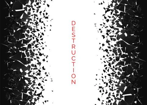 Shatter and destruction effect. Abstract cloud of pieces and fragments after  Illustrazione stock