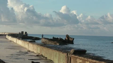 Shattered Beach scene Stock Footage 12366633