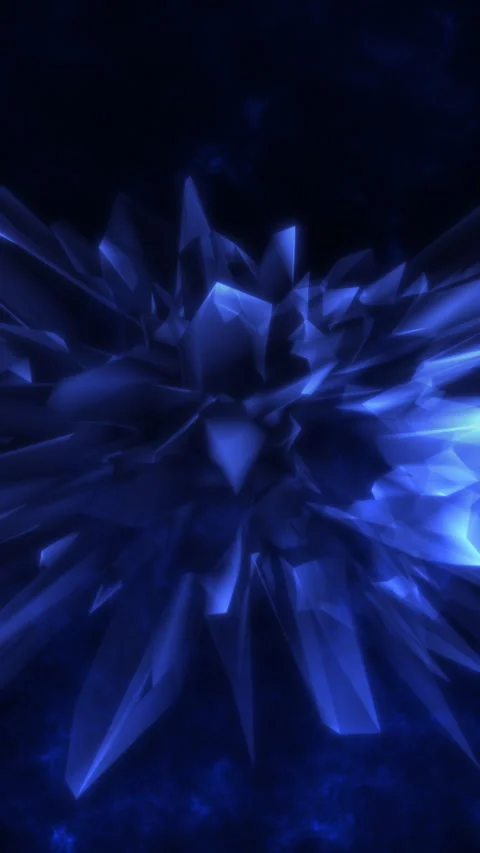Shattered blue crystalline forms glowing in dark space, creating an energet.. 스톡 동영상 326458113