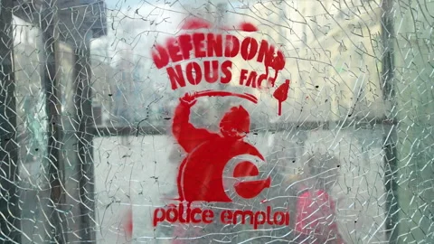 Shattered Bus Stop After Protest 動画素材 303061672