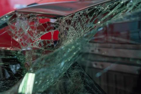 Shattered Car Windshield After Accident Stock Photos