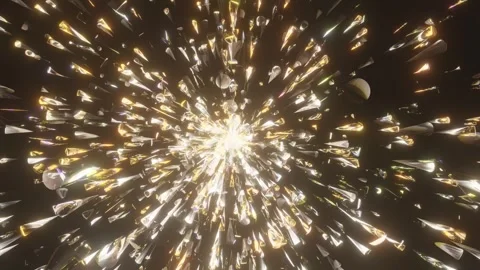 Shattered explosion animated dynamic energy particle Stock Footage 308476988