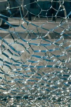 Shattered Glass Background with Net Pattern and Close-up Details Photos