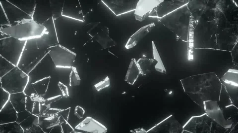 Shattered glass pieces forming a dramatic broken window effect Stockbeeldmateriaal 335273412