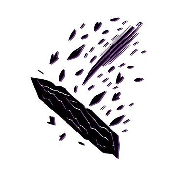 Shattered Rock with Impact Effect. Concept of destruction, explosion, and p.. Stock Illustration