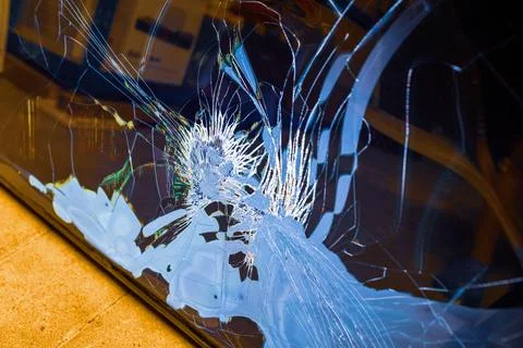 Shattered screen of a modern flat panel television Stock Photos