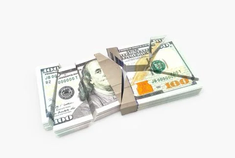 Shattered Torn Banknotes Stack made of One Hundred U.S. Dollar Bills. Stock Illustration