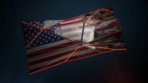 Shattered US Flag Waving Stock Footage 164222841