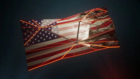 Shattered US Flag Waving Stock Footage 164222914