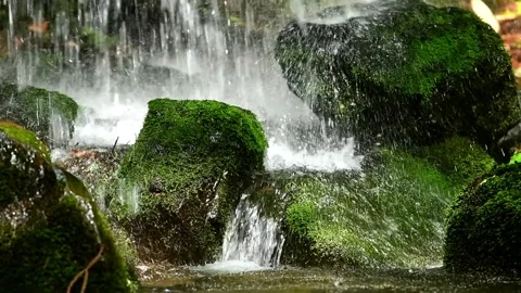 Shattered Water at the Monkey's Basin Waterfall Stock Footage 332822997
