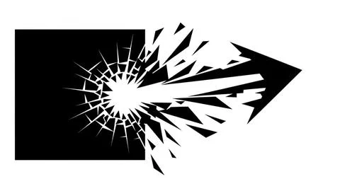Shattered window with arrow Illustrazione stock