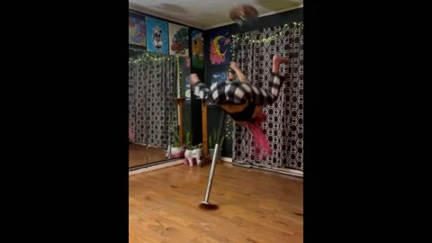 Shattered window during pole dancing routine in Arkansas, USA Stock Footage 255593986