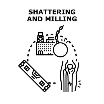 Shattering and milling building destruction concept Ilustración de archivo