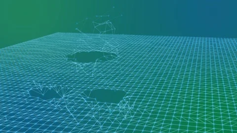 A Shattering blue and green digital network background Stock Footage 155301977