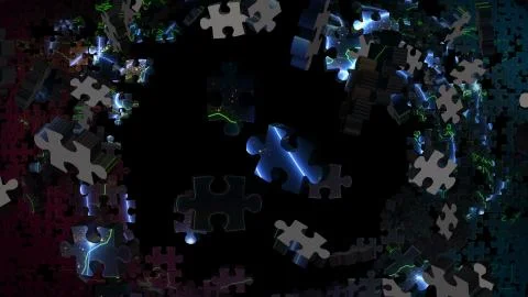 Shatters Into jigsaw puzzle Stock Illustration