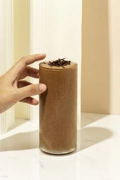 Shaved dark chocolate milkshake Stock Photos