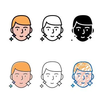Shaved face man color icon vector series Stock Illustration