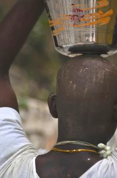 Shaved head of a Hindu devotee. Stock Photos