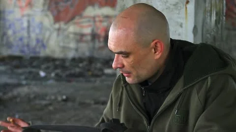 Shaved man with snotty Stock-Footage 10877883