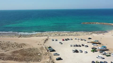 Shavei Zion Beach - Aerial Shot Stock Footage 142680098