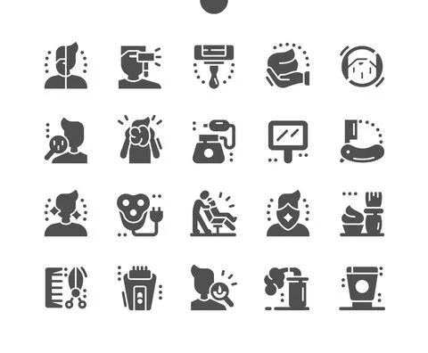 Shaving beard. Barbershop. Vector Solid Icons. Stock Illustration