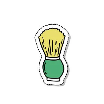 Shaving brush doodle icon, vector sticker illustration Stock Illustration