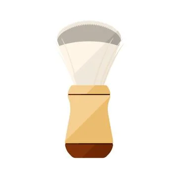 Shaving brush flat icon with white wooden handle Illustration