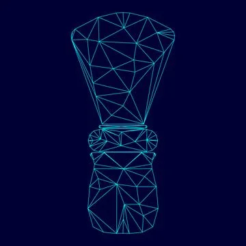 Shaving brush low poly triangulation triangulated polygonal electric cyan blu Stock Illustration