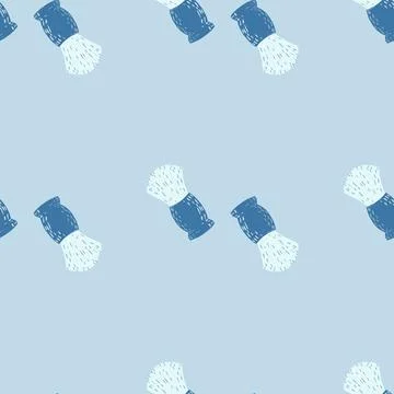 Shaving brush seamless pattern. Barber shop in doodle style. Stock Illustration