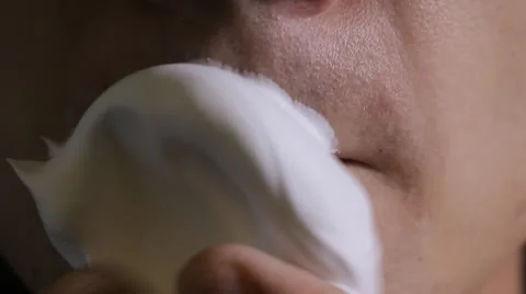 Shaving cream hand close up Stock Footage 11900719