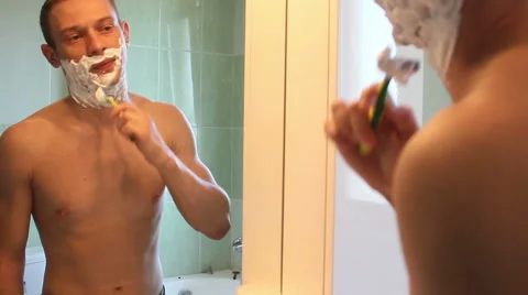 Shaving face man time lapse Stock Footage 55533548