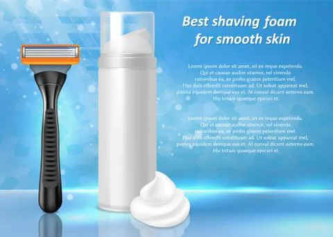 Shaving foam ads vector realistic illustration Stock Illustration