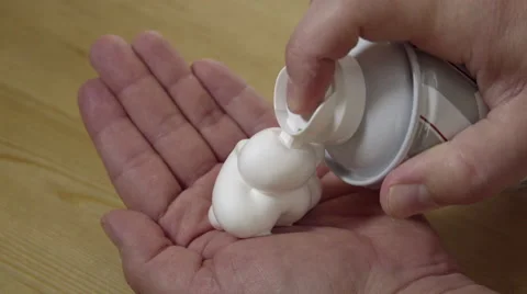 Shaving foam from a can. 4K UHD. Video stock 51139637