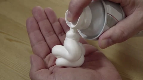 Shaving foam from a can. 4K UHD. Stock-Footage 51139878