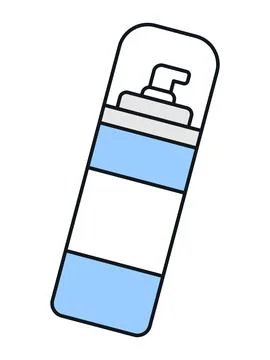 Shaving foam. Liquid soap. Spray antiseptic. Packing with dispenser. Simple flat Stock Illustration