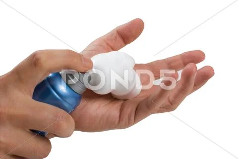 Shaving foam on the palm Stock Photos