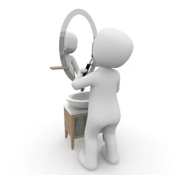 Shaving in front of mirror Stock Illustration