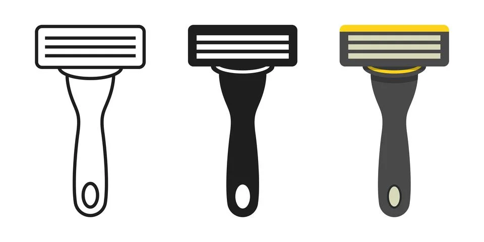 Shaving machine icon set collection in flat style. Razor blade vector illus.. Stock Illustration