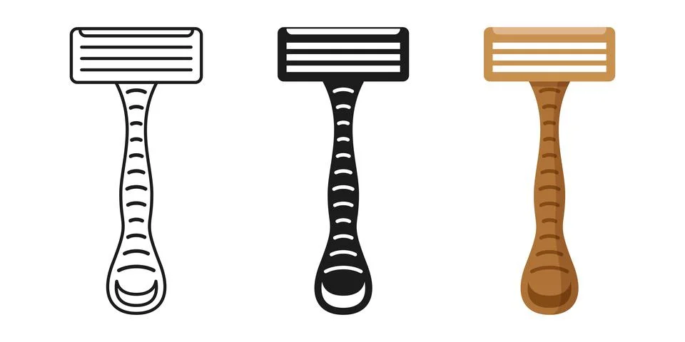 Shaving machine icon set collection in flat style. Razor blade vector illus.. Stock Illustration