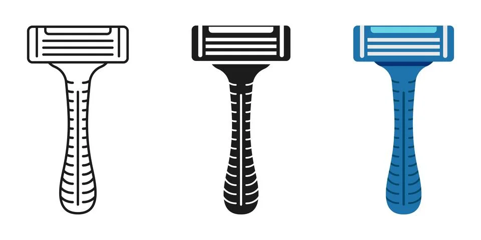 Shaving machine icon set collection in flat style. Razor blade vector illus.. Stock Illustration