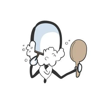 Shaving man. Vector simple. Shaving foam. Stickman no face clipart cartoon. Hand Stock Illustration