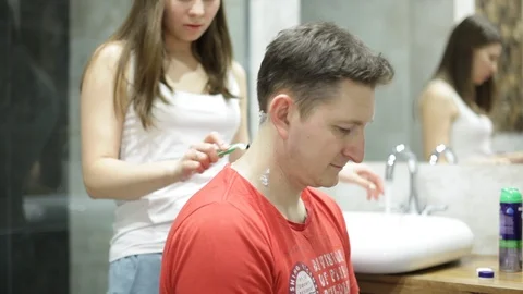 Shaving neck Stock Footage 89916884