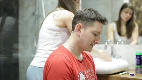 Shaving neck Stock Footage 89916945