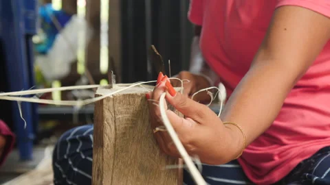 Shaving Rattan Using Traditional Tool, Borneo, HD Stock Footage 148187819