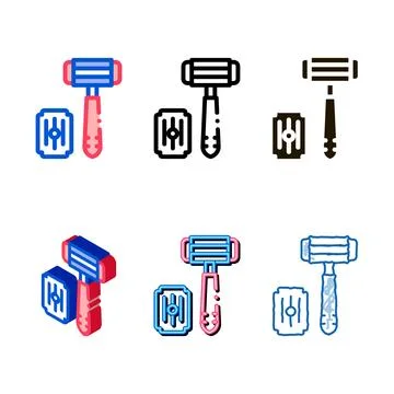 Shaving razor and modern blade icon outline Stock Illustration