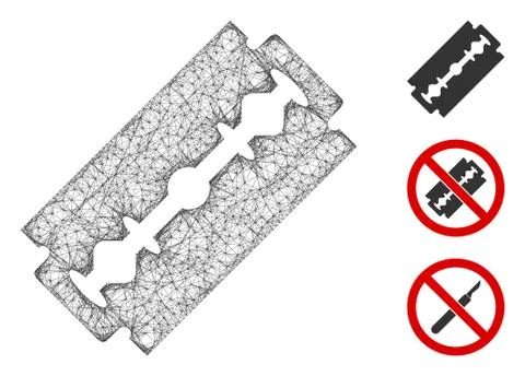Shaving Razor Blade Polygonal Web Vector Mesh Illustration Stock Illustration