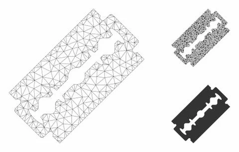 Shaving Razor Blade Vector Mesh 2D Model and Triangle Mosaic Icon Stock Illustration