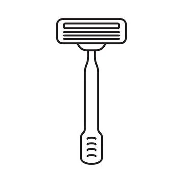 Shaving razor icon. Razor flat line icon. Expanded stroke. Stock Illustration